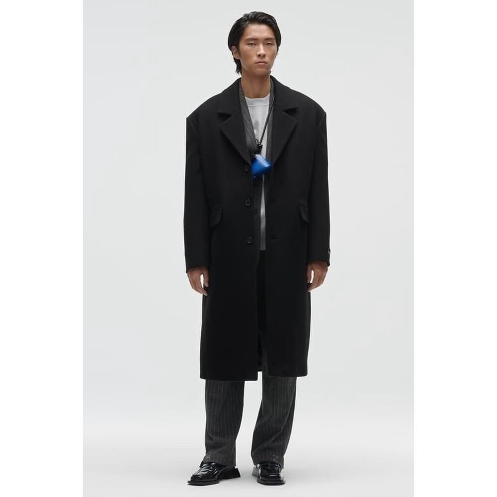 Zara x Ader Error Oversize Wool Blend Coat Black … - image 2